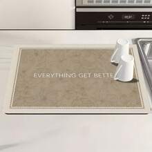 1件装花卉图案不对称耐热速干杯垫，茶水滴垫，花卉风格家用茶几滴垫，厨房浴室吸水硅藻土防滑垫 - 彩色 - 查看 25