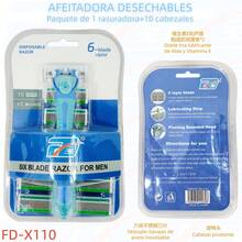 FD Maquinilla de afeitar desechable para hombres y mujeres 1 mango y 10 cartuchos reemplazables Rasuradora extra suave con forma de remolino Rastrillo con 6 hojas de acero inoxidable rendimiento finamente ajustado Cabezal flexible Herramientas de belleza