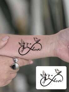 STARTTOOS Minimalist Romantic Y2K Bird Pattern Temporary Tattoo Stickers, Suitable For Wrist, Ankle, Shoulder, Neck, Collarbone DIY Carnival, Valentine's Day Party, Holiday Gift, Waterproof Realistic, 1pc/Pack - Black - View 9