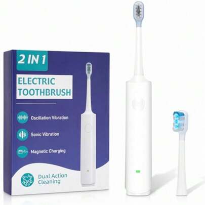 Electric Toothbrush Adults Power Toothbrush Travel Toothbrush With 2 Toothbrush Heads Quiet Electric Toothbrush For Adults And Travel Case For Portable