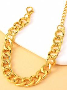 1件装百搭金色朋克风钛钢脚链，复古独特金属手镯脚链 - 金色 - 查看 2