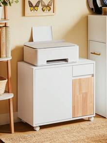 SoBuy Filing Cabinet Filing Cabinet Trolley Printer Table Made Of PB(E1) White - White - View 1