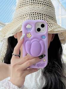 Cartoon 3D Tulip Stand Phone Case Compatible With IPhone 17 16 15 14 13 12 11 - Purple - View 2