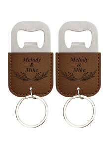 Customized Leather Keychain, Leather Bottle Opener Keyring 2-In-1, Engraved Name Car Key Chain Bag Charm, Wedding Party Favors, Birthday Gift - Coffee Brown - View 23