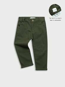 Quần dài cotton thường ngày cho bé trai, thêu logo, thích hợp cho mùa xuân/thu. - xanh quân đội - Xem 11