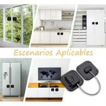 Cerraduras para Puerta de Refrigerador, 2 Cerraduras de Combinación de  para Niños, La cerradura de Combinación es Fácil de Abrir y Cerrar y los Niños no Pueden Romperla, Adecuado para Ventanas, Armarios, Frigoríficos()(Negro) - Multicolor - Ver 8