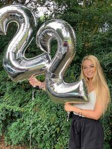 一套40英寸银色数字铝箔气球，大型铝箔数字气球，适用于派对装饰，例如生日派对、周年纪念派对等。 - 銀色 - 查看 9
