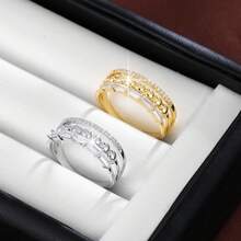 1pc Geometric Round Design Cubic Zirconia Inlaid Fashion Ring For Women