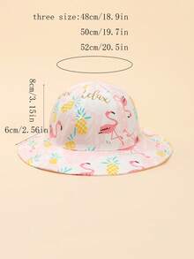 1顶天鹅印花儿童渔夫帽，3-6岁女童宝宝防晒宽檐帽 - 1PC - 查看 11