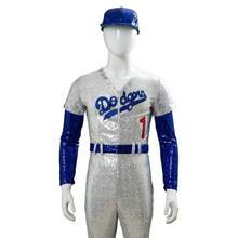Men Rocketman Baseball Costume Uniform Sequin Jumpsui - Blue - View 3
