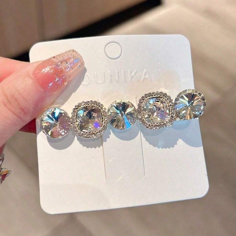 Shining Diamond Crystal Clip Headdress, Women's Simple Side Clip, Hairpin On The Back Of The Head, Duckbill Clip Hair Ornament - Nhiều màu - Xem 1