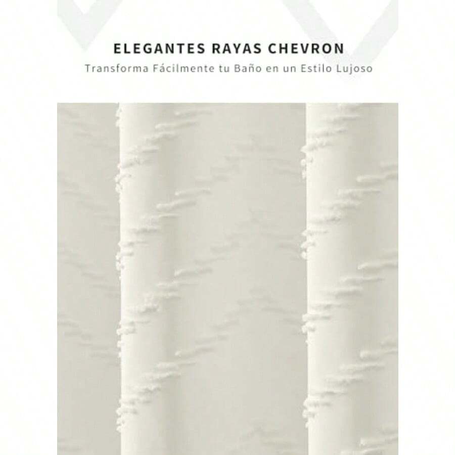 Cortina de Baño para Ducha Cortina de Ducha Tipo Gofre Cortina de Regadera de Tela de Algodón Mezcla con Tejido de y les de Metal Resistentes Al Óxido Impermeable para Hogar Hotel Baño - Beis - Ver 1