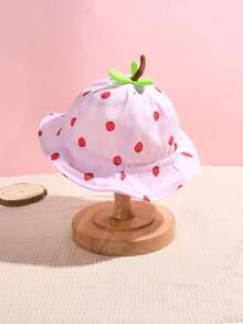 1pc Strawberry Pattern Bucket Hat, Fashionable Infant/Toddler Boys/Girls Spring Sun Protection Bucket Hat - 1PC - View 12