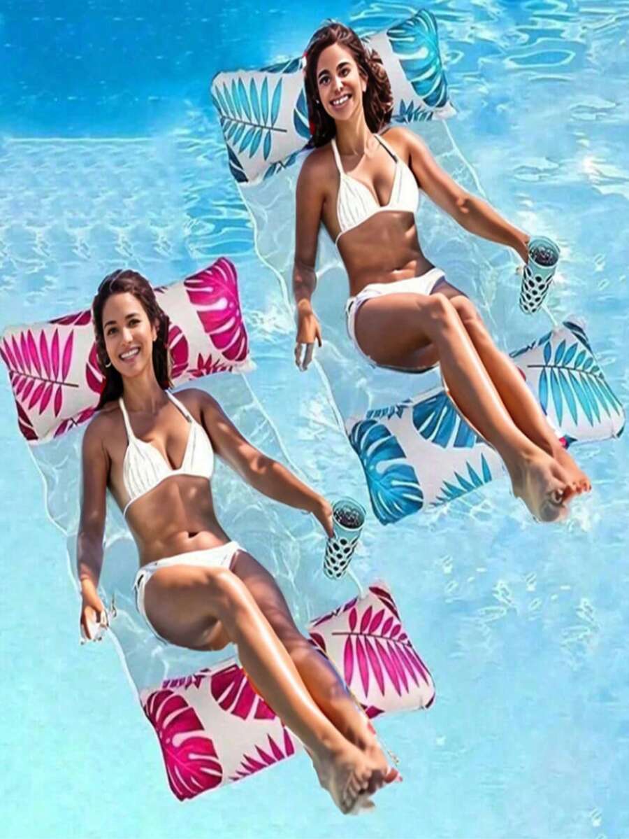 Inflatable Hammock With Net, Foldable Dual-Purpose Backrest Floating Raft, Water Leisure Recliner, Inflatable Water Hammock Sofa Floating Bed, Foldable Backrest Floating Raft Recliner, Suitable For Pool Parties, Beach Essential, Beach Accessories