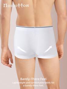 3条装 Norcotton 白色男士三角裤，纯棉平角内裤 - 白色 - 查看 2