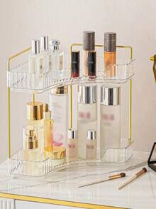 1个两层或三层转角化妆品收纳架，方形浴室台面收纳架，PET大容量化妆品储物盒，适用于化妆品、香水、护肤品、口红等。 - 彩色 - 查看 3