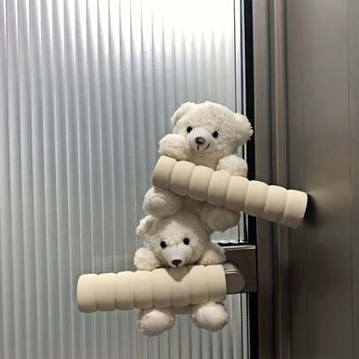 可爱小熊造型门把手套，适用于房间门，防撞防静电柔性布套，可爱小熊造型门把手套，适用于单元门和各种门把手