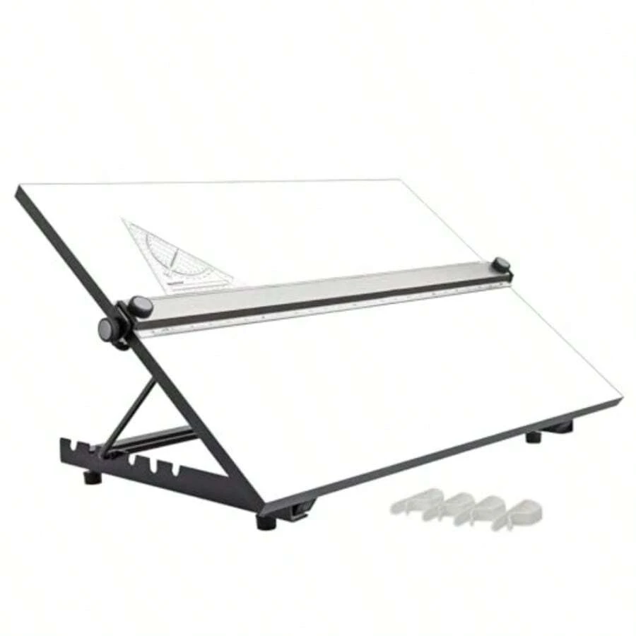 A3 Drawing Board Parallel Motion Table Model With 5 Adjustable Working Angles Includes Drawing Board Clips And Set Square - White - View 1