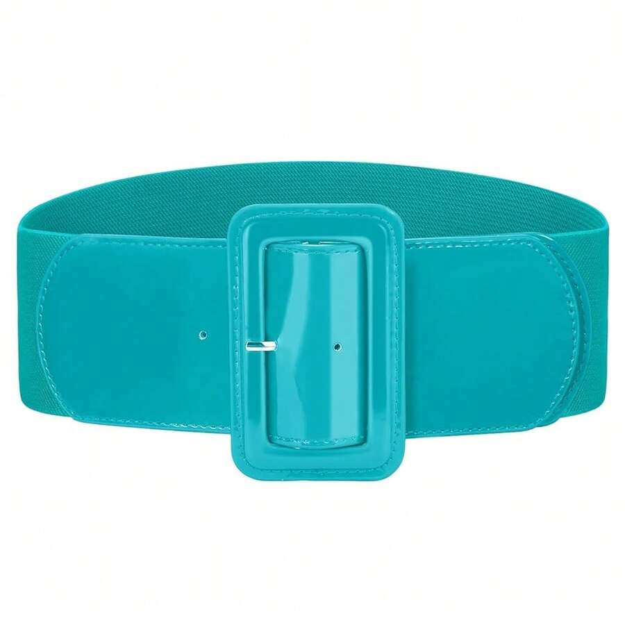 VONMELLI Stretchy Wide Women Belts Elastic Vintage Belts For Women Fashion Ladies Waist Belt For Dress - 藍綠色 - 查看 1