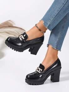 2026新款春秋舒适真皮一脚蹬乐福鞋，百搭深鞋面休闲鞋，厚底妈妈鞋 - 黑色 - 查看 6