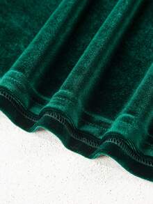 Chemise en velours élégante à col asymétrique avec boutons, manches longues, convient pour l'hiver, Noël et les soirées cocktail - Vert - Voir 7