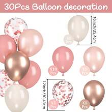 kumozawa 30 Rose Golden Retro Pink Balloons | Combination Of Light Pink And White Balloons With Metal Rose Golden Confetti, Suitable For Girls, Women'S Birthdays, Bohemian Weddings, Coming Of Age, Engagement, Gender Reveal, Princess Parties, Graduations - Multicolor - View 3