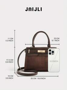 JNI JLI Brown Suede Top-Handle Purse Women Stylish Handbag Cross Body Bag Travel Essential Casual Daily Use Bags Vintage Sling Bag Summer Fashion Handbags Mini Purses Practical Shoulder Bag Gold Buckle Detail Tote Bag Ladies Daily Purse Versatile Crossbody Shoulder Bag Spacious Contrast Texture Handbag Must-Have Outfit Accessory Everyday Use Fashion Purse Adjustable Strap Shoulder Bag - màu nâu - Xem 7