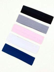 1/5 pezzi Fasce elastiche colore casuale per donna, adatte per casual, yoga, sport, fitness, autunno/inverno, sciarpa elegante per vacanze, fascia morbida per capelli, accessori per capelli da donna per San Valentino, elegante fascia per capelli, fascia per sudore per allenamento - Multicolore - Visualizzare 1