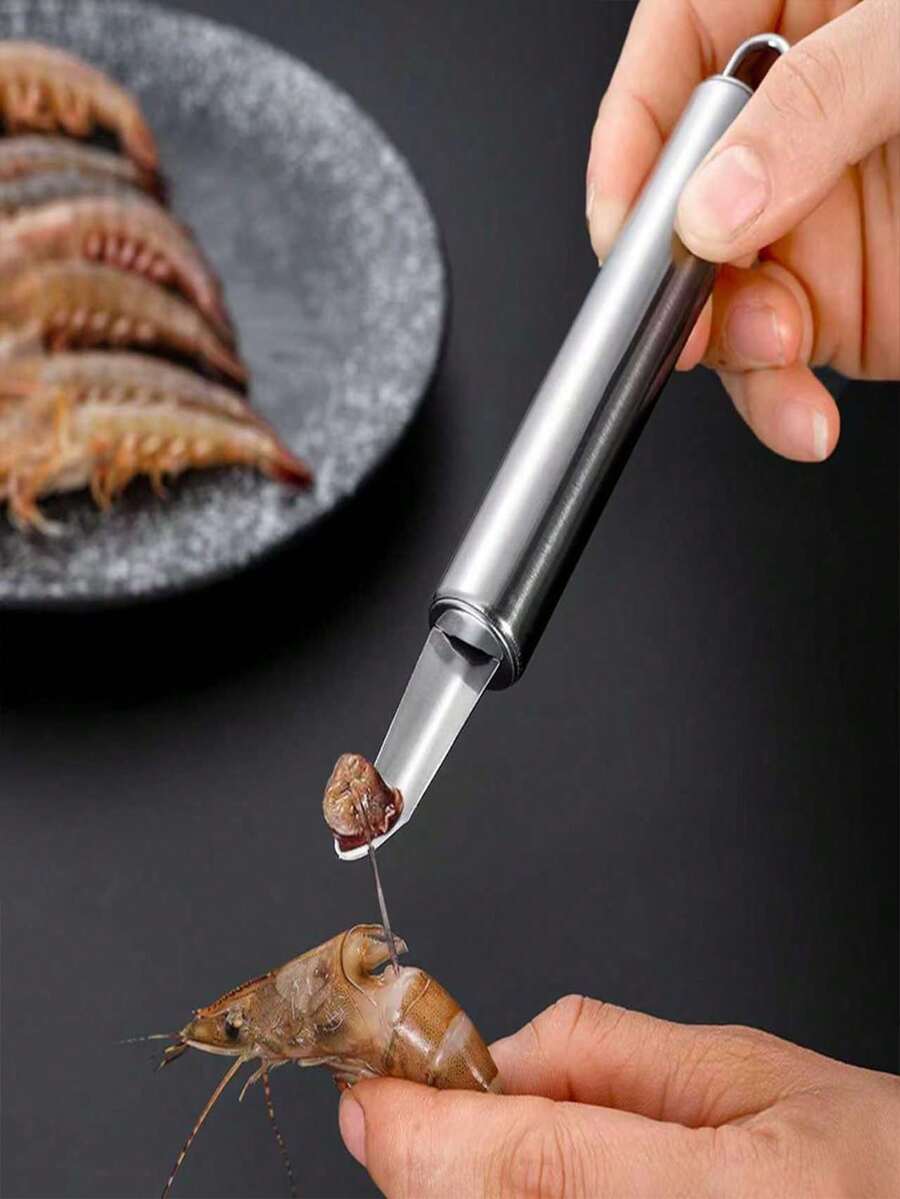 1pc/2pcs/3pcs Multi-Functional Stainless Steel Shrimp Deveiner, Longan Pitter, Lychee Pitter & Flesh Remover - Silver - View 1