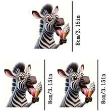 1片/2片/3片装耐用持久热转印贴纸，图案为吃冰淇淋的斑马，适用于DIY T恤、连帽衫、牛仔裤、卫衣、背包、夹克、手提包、枕头等。 - 彩色 - 查看 5