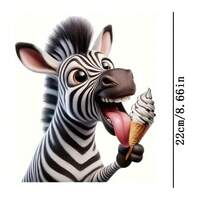 1片/2片/3片装耐用持久热转印贴纸，图案为吃冰淇淋的斑马，适用于DIY T恤、连帽衫、牛仔裤、卫衣、背包、夹克、手提包、枕头等。 - 彩色 - 查看 3