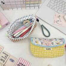 卡通拼布印花大容量便携化妆包，学生文具收纳袋 - 彩色 - 查看 6