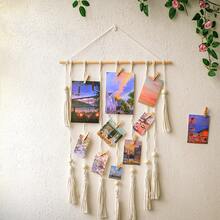 1pc Tassel Photo Display Wall Decoration, With 10 Clips, Can Hang Photos, Photo Album Room Decoration, Suitable For Home And Exhibition Decoration - Beige - View 3
