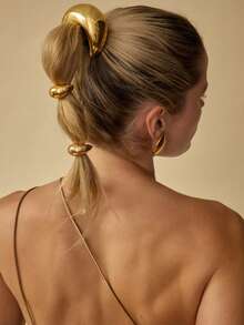 两件套朋克几何金属发圈套装，弹性发圈，女士发饰礼品，派对波西米亚风，简约金属心形，适合女性佩戴，长发男士也可佩戴，展现优雅绅士风范。头饰、马尾发圈、发圈、橡皮筋、发绳、发绳、发圈、发饰、家居美发饰品 - 彩色 - 查看 4