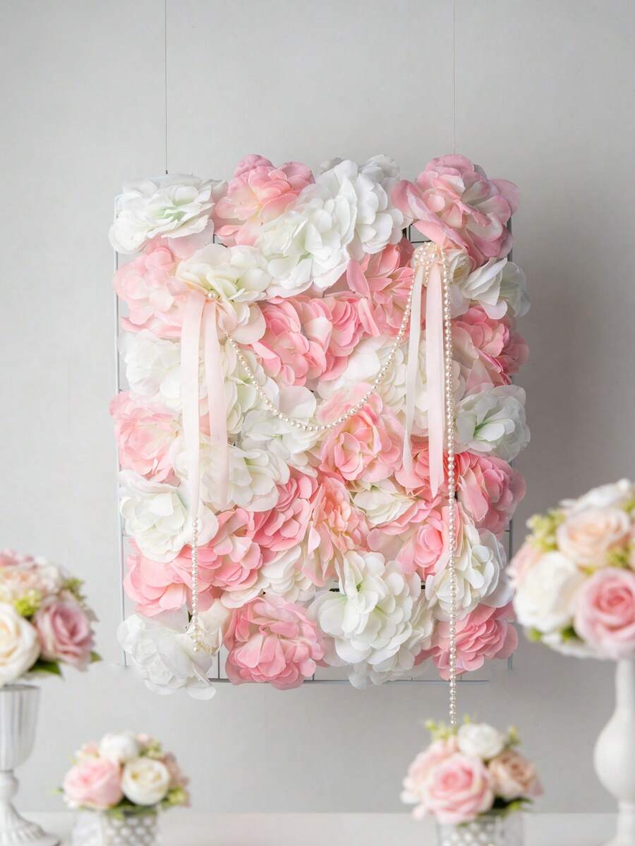 1pc Dahlia Flower Wall Panel, For Flower Wall Backdrop, Artificial Dahlia Flower Board, Artificial Floral Backdrop, Suitable For Wall Decor, Party Wedding Decor, Bridal/Baby Shower Decor, Christmas Party Decor, Thanksgiving Decor - Multicolor - View 1