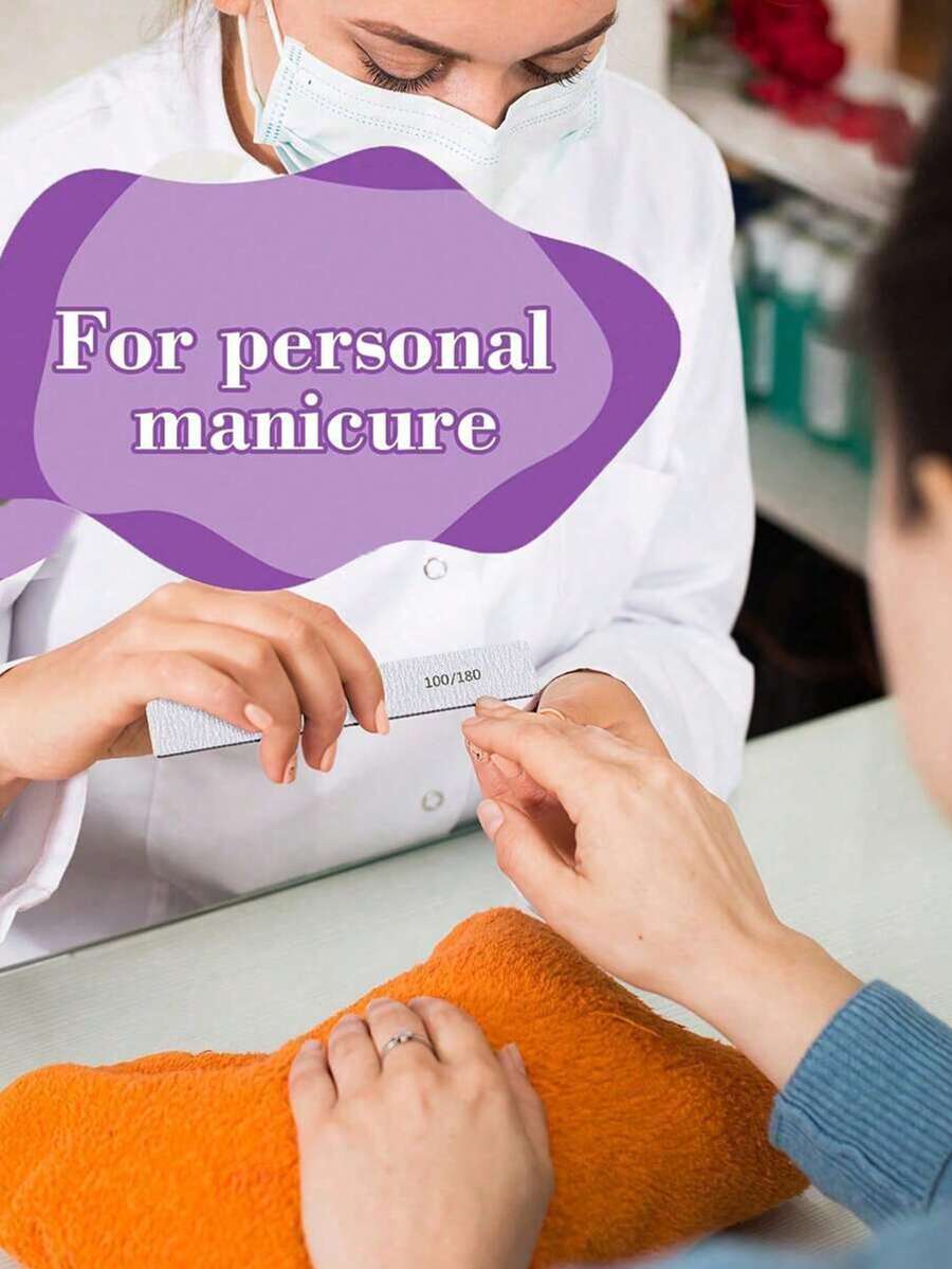 5/15pcs Professional Nail Files, 180/100 Grit Natural Nail Files, Double-Sided Washable Fine Textured Nail Files, Suitable For Home And Salon Use - Multicolor - View 1