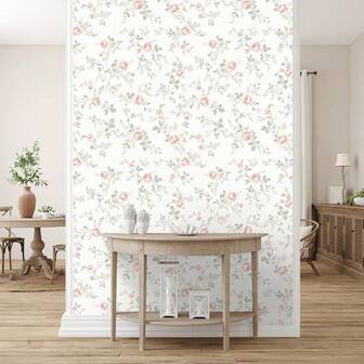 1 Roll Elegant French Floral Pattern Self-Adhesive Wallpaper, Pale Pink Floral Branch Design Wall Sticker, Peel And Stick, Waterproof Vinyl Material, Removable Without Leaving Glue Marks, Suitable For Home Bedroom, Living Room And More