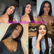 V型假发，真人发直发，V型假发，女士升级版U型假发，无需留出头发，无需缝合，无需胶水，夹式半头假发，180%密度，自然黑 - Natural Black - 查看 3