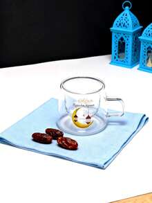 1pc & 4pcs Double Wall Coffee Cups, Glass Cups, Tea Cups, Espresso Cups, Double Wall Milk Cups With Ramadan Element Design, Unique Ramadan Gift - Multicolor - View 13