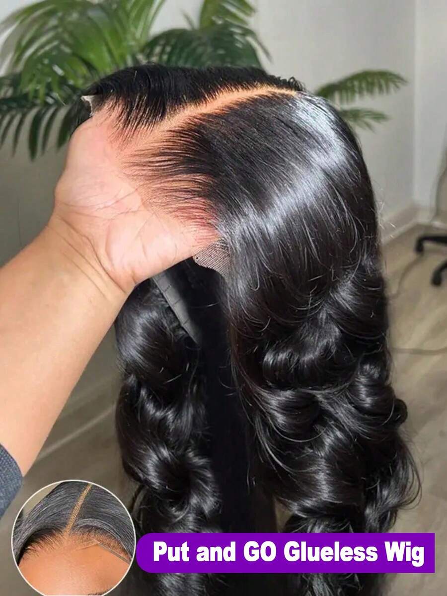 200% Density 34 Inch Body Wave 13x4 Lace Front Wig And 5*5 Glueless Lace Wigs Pre Plucked Pre Cut Bye Bye Knots Wig 3 Seconds To Wear For Beginners Glueless Wigs Pre Plucked Pre Cut Body Wave Lace Front Wigs - Natural & Black - View 1
