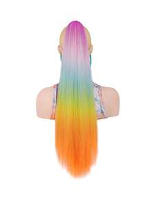 24-Inch Long,Voluminous,Colorful Hair Clip-On Ponytail,Synthetic Dyed Medium-Length Hair Clip-On Ponytail,Colorful Ombre Wig Ponytail For Nightclubs, Parties, And Performances - Multicolor - View 10