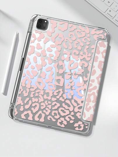 This Beautiful And Cute Pink Leopard Print Double-Sided Acrylic Crystal Clear Back Cover With Shock-Proof Function Is Suitable For The 7th, 8th (10.2 Inch), And 10th Generation IPads. It Has A Built-In Pen Slot And Supports Sleep/Wake Function. It Is An Ideal Choice For Holiday And New Year Gifts.
