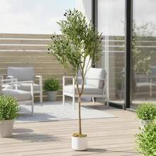 Artificial Olive Tree In A Pot (60/120/135/150/160 Cm Tall), Artificial Olive Plant With Natural Leaves And Fruit, Decorative Houseplant For Office, Home, Bedroom, Modern Country House And Entrance Area Decoration - 橄欖綠 - 查看 3