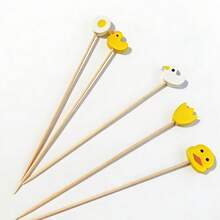 Cute Duck & Egg Cartoon Bamboo Skewers, Colorful Fruit Picks, Suitable For Parties, Weddings, Birthdays, Easter And More - Multicolor - View 2