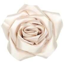Large Dainty Satin Fabric Rose Flower Brooch Pins Hairpin For Women,Ladies,Beige - 米色 - 查看 2