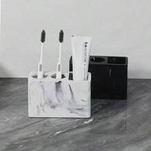 1pc Luxury Marble Pattern Electric Toothbrush Holder - Electric Toothbrush Stand With Safety Clamp, Spacious Multi-Function Storage Rack For Toothbrush And Toothpaste, Compact Countertop Bathroom Organizer, Perfect For Bathroom Countertop, Essential Bathroom Accessory, Maintain Hygiene, Home Bathroom Decor, Autumn Decor, Back To School - Multicolor - View 7