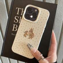 1pc TPU Material Elegant Floral Healing White Rabbit Pattern Phone Case Compatible With Iphone 17 Pro Max/17/16 Pro Max/15/13/12/11, S20 FE/A15/S24/A55, Redmi Note 11/Note 12/Note 13 Pro, Full Coverage Anti-Drop Soft Protective Phone Cover - White - View 2