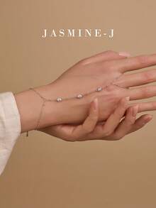 1 pièce Bracelet chaîne à perles plates en argent sterling S925, incrusté de 3 diamants et pierres de zirconium, plaqué or, minimaliste polyvalent, convient pour un port quotidien, un excellent cadeau pour elle - Multicolore - Voir 8