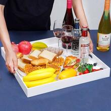 18*18 Inch Golssy White Acrylic Serving Tray With Handles Large Ottoman Tray Decorative Tray Spill - Proof Coffee Table Space Saver Oversize Counter Top Organizer Platter With - Màu trắng bóng + 18*18 inch - Xem 8