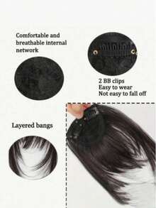 1片彩色合成假发夹式刘海，自然隐形无缝空气刘海和鬓角接发，适合学生和日常佩戴，颜色随机（颜色可能与图片略有不同），发饰，情人节发饰礼物 - 彩色 - 查看 7